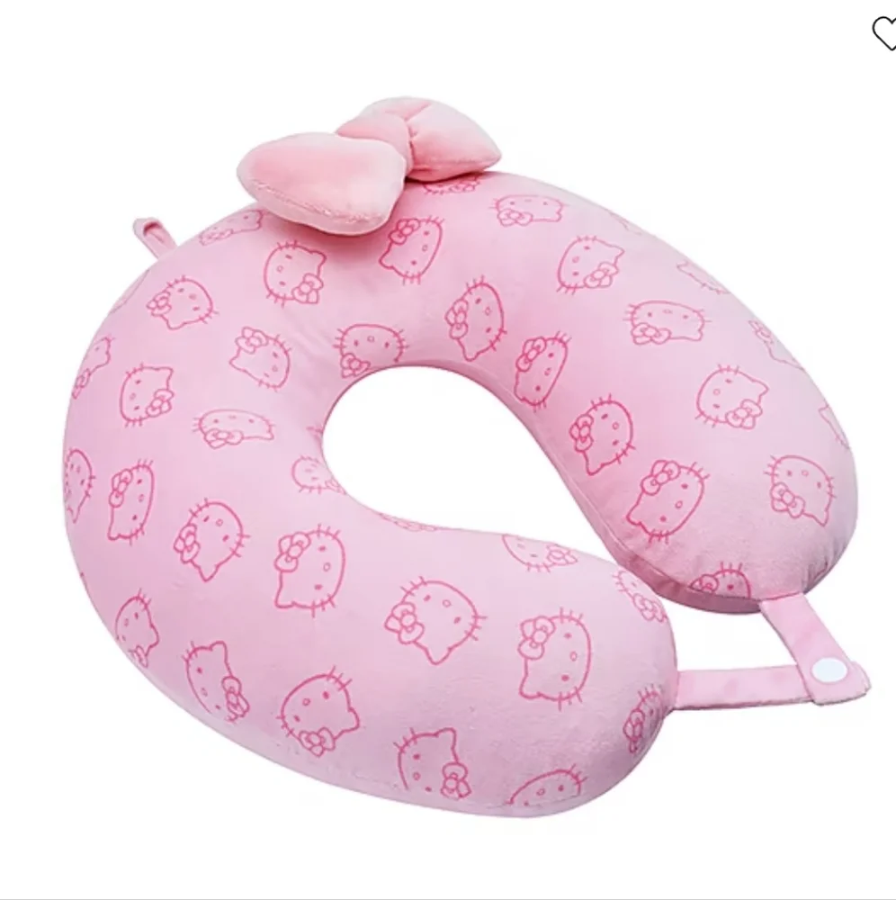 New With Tags Ful Hello Kitty Portable Travel Neck Pillow Pink Heads Kawaii